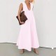 Spring and summer fashion crinkle pleated U-neck design sense dress for women 2025 new style cross-border European and American women's wear