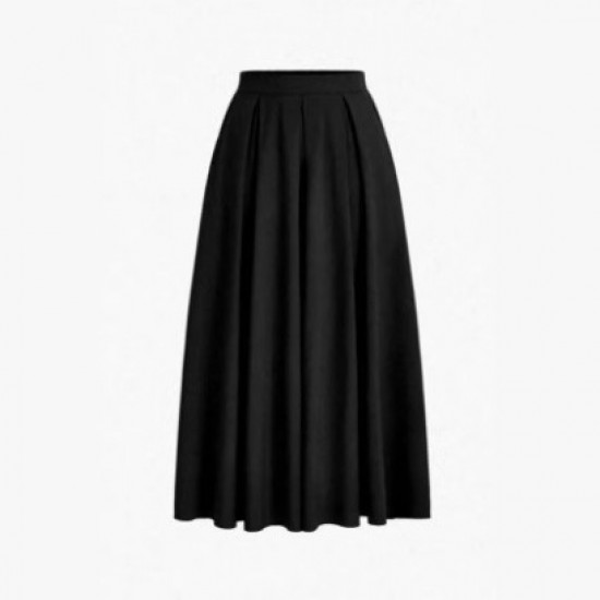 Spring and summer export European and American new style cross-border fashion woven solid color resort style elastic pleated skirt for women 2025
