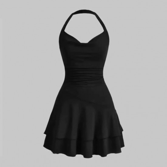 Cross-border European and American elegant and sexy tie-dye off-the-shoulder asymmetrical pleated dress, party evening dress