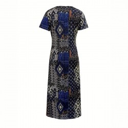 Spring and summer cross-border European and American new style fashion geometric pattern print loose plus size dress for women 2025