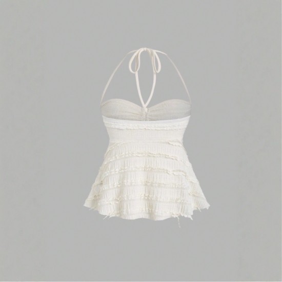 2025 Amazon cross-border European and American new style sexy tied short halter fashion off-the-shoulder halter top for women Cross-border European and American elegant and stylish tie-dye off-the-shoulder short-sleeved dress, slimming and figure-hugging,