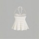 2025 Amazon cross-border European and American new style sexy tied short halter fashion off-the-shoulder halter top for women Cross-border European and American elegant and stylish tie-dye off-the-shoulder short-sleeved dress, slimming and figure-hugging,