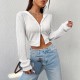Spring and summer fashion new style women's wear knitted jacquard small cable texture top coat zipper cardigan for women 2025