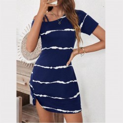 Amazon cross-border new style letter print tight long-sleeved semi-high neck one-piece dress