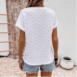 Spring and summer fashion jacquard round neck 2025 new style European and American women's wear solid color V-neck batwing sleeve unique top T-shirt for women