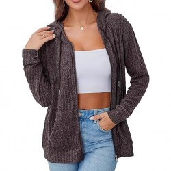Autumn and winter European and American women's fashion 2025 new style fashionable long-sleeved cardigan hooded knitted ribbed brushed upper garment for women