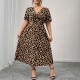 Spring and summer cross-border European and American new style fashion V-neck resort style leopard print plus size dress for women 2025