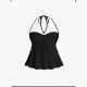 2025 Amazon cross-border European and American new style sexy tied short halter fashion off-the-shoulder halter top for women Cross-border European and American elegant and stylish tie-dye off-the-shoulder short-sleeved dress, slimming and figure-hugging,