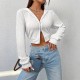Spring and summer fashion new style women's wear knitted jacquard small cable texture top coat zipper cardigan for women 2025