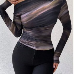 2024 Spring/Summer European and American cross-border new women's wear, tie-dye long-sleeved slimming dress for girls