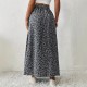 Spring and summer romantic floral high-waisted elastic waist 2025 new style retro four-way stretch split skirt for women