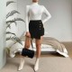 2024 Amazon wish sexy chest cutout long-sleeved ribbed top for women, trendy and sexy chest-revealing cross-border wholesale