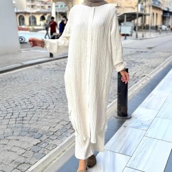 Middle East export European and American new style round neck long dress long Muslim clothing loose long sleeve dress for women 2025