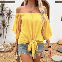 Spring and autumn European style fashion new style cross-border women's wear sexy halter one-shoulder loose off-the-shoulder top for women 2025
