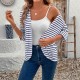 Autumn and winter fashion cardigan no button 2025 new style European and American women's wear striped long sleeve jacket coat elegant top for women