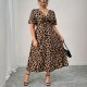 Spring and summer cross-border European and American new style fashion V-neck resort style leopard print plus size dress for women 2025