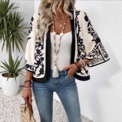 Autumn European and American fashion 2025 new style cross-border retro-style positioned print split-sleeve cardigan upper garment for women