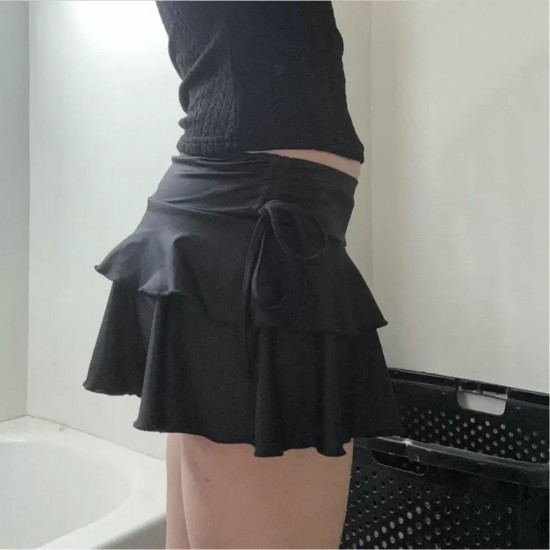 Amazon cross-border new style European and American women's wear lace spliced high-waist figure-hugging pleated skirt