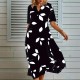 Amazon European Style High Waist Drawstring Bohemian Casual Long Dress for Women