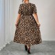 Spring and summer cross-border European and American new style fashion V-neck resort style leopard print plus size dress for women 2025