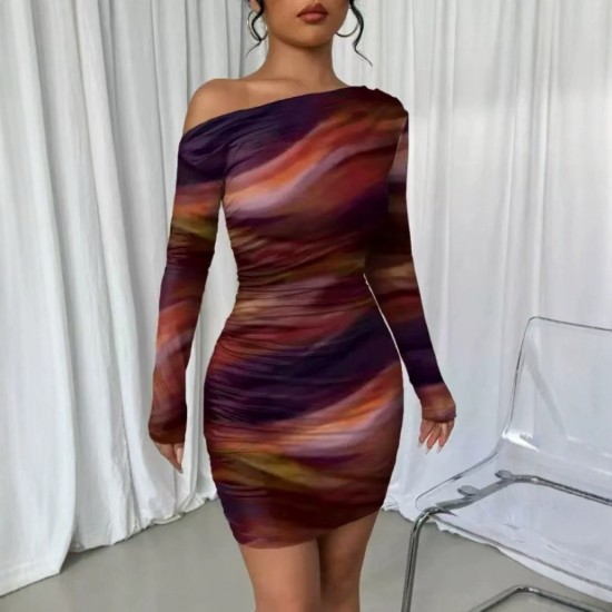 European and American dress fashion solid color short-sleeved dress with small holes Платье длинно