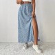Spring and summer romantic floral high-waisted elastic waist 2025 new style retro four-way stretch split skirt for women