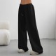 Four seasons European and American casual 2025 new style fashionable drawstring elastic waist retro straight-leg wide-leg pants for women