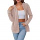 Autumn and winter European and American women's fashion 2025 new style fashionable long-sleeved cardigan hooded knitted ribbed brushed upper garment for women