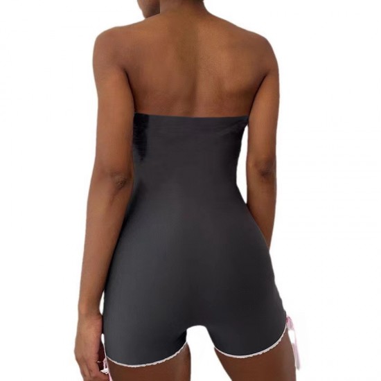 New style Amazon European and American sexy strappy backless top, small batch lace edge triangle one-piece dress