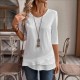 Spring and summer cross-border SHEIN European and American new style fashion round neck irregular hem three-quarter sleeve top for women 2025