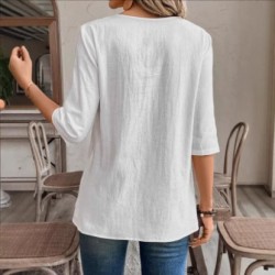 Spring and summer cross-border SHEIN European and American new style fashion round neck irregular hem three-quarter sleeve top for women 2025