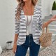 Autumn and winter fashion cardigan no button 2025 new style European and American women's wear striped long sleeve jacket coat elegant top for women