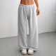 Four seasons European and American casual 2025 new style fashionable drawstring elastic waist retro straight-leg wide-leg pants for women