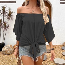 Spring and autumn European style fashion new style cross-border women's wear sexy halter one-shoulder loose off-the-shoulder top for women 2025