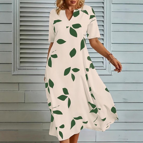 Amazon European Style High Waist Drawstring Bohemian Casual Long Dress for Women
