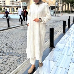 Middle East export European and American new style round neck long dress long Muslim clothing loose long sleeve dress for women 2025