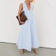 Spring and summer fashion crinkle pleated U-neck design sense dress for women 2025 new style cross-border European and American women's wear