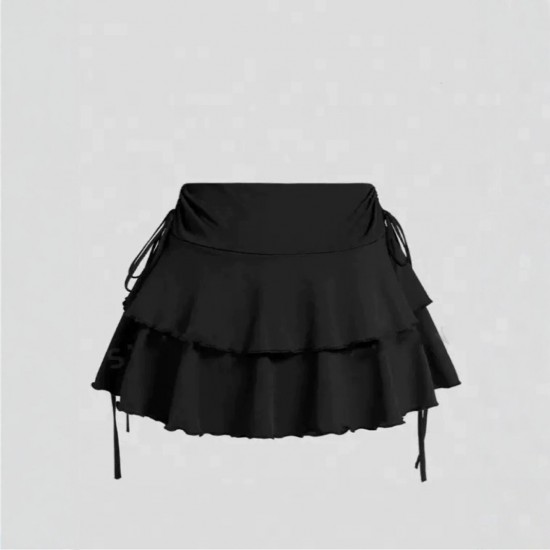 Amazon cross-border new style European and American women's wear lace spliced high-waist figure-hugging pleated skirt
