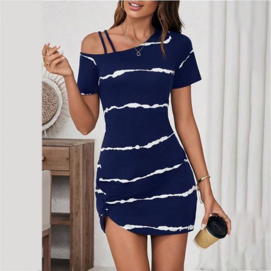 Amazon cross-border new style letter print tight long-sleeved semi-high neck one-piece dress