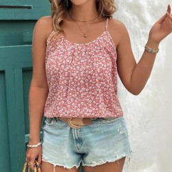 Spring and summer cross-border European and American new style fashion romantic print floral halter top plus size top for women 2025