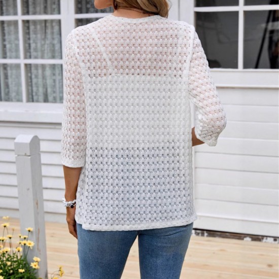 Autumn and winter European and American cross-border new style fashion cardigan no button shawl knit sweater semi-transparent coat for women 2025