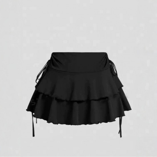 Amazon cross-border new style European and American women's wear lace spliced high-waist figure-hugging pleated skirt