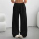 Four seasons European and American casual 2025 new style fashionable drawstring elastic waist retro straight-leg wide-leg pants for women