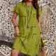 Spring and summer plus-size women's fashion 2025 new style fashionable printed round-neck short-sleeved midi dress for women