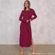 Cross-border European and American new style 2024 Spring/Summer long solid color semi-high neck slimming knitted dress