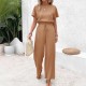 Autumn European and American fashion drawstring 2025 new style women's cross-border elastic waist casual long pants two-piece set for women