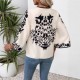 Autumn European and American fashion 2025 new style cross-border retro-style positioned print split-sleeve cardigan upper garment for women