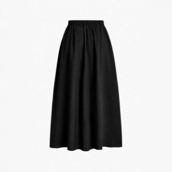 Spring and summer export European and American new style cross-border fashion woven solid color resort style elastic pleated skirt for women 2025