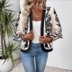 Autumn European and American fashion 2025 new style cross-border retro-style positioned print split-sleeve cardigan upper garment for women