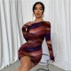 European and American dress fashion solid color short-sleeved dress with small holes Платье длинно